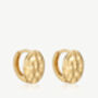 Gold Textured Disc Huggie Hoop Earring, thumbnail 3 of 5