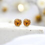 Yellow Gold Plated November Citrine Birthstone Stud Earrings, thumbnail 1 of 9