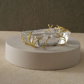 Handmade Clear Glass Ashtray With Gold Rim Inlay, 2 of 7