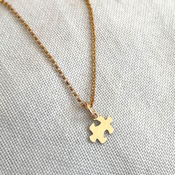Tiny Jigsaw 'Missing Piece' Charm Rolo Chain Necklace, 3 of 4