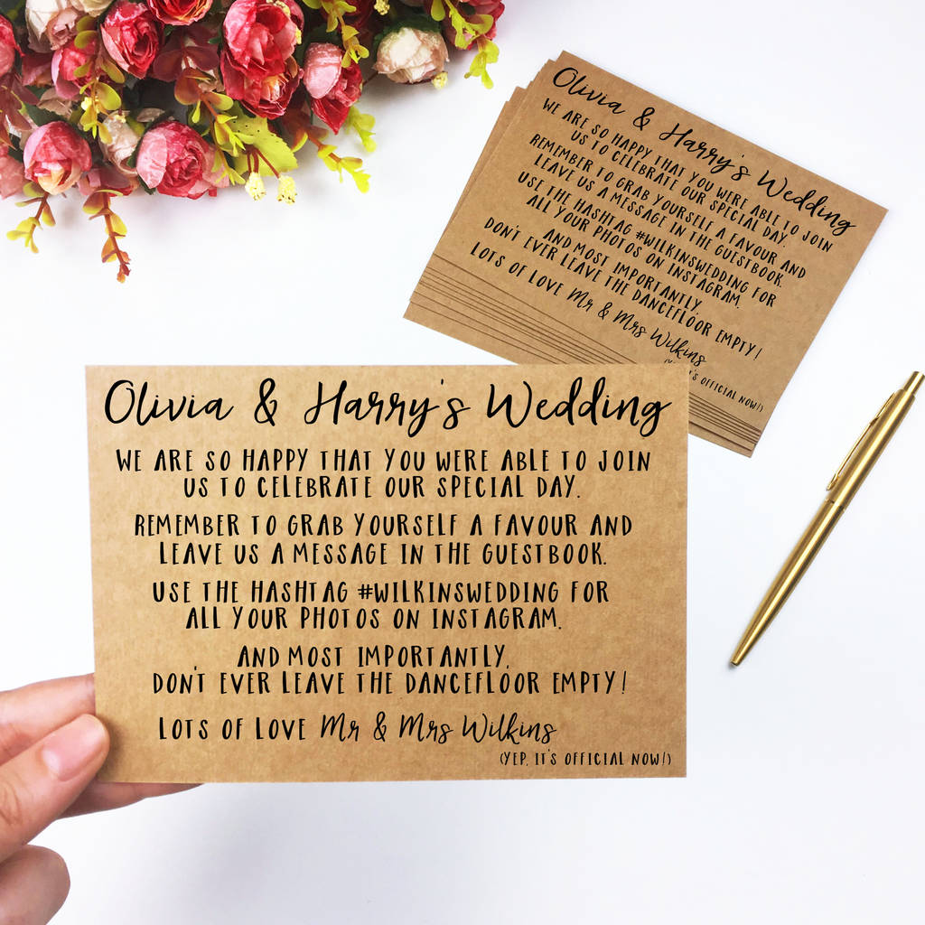 A6 Kraft Custom Wedding Message Favour Cards, 1 of 4