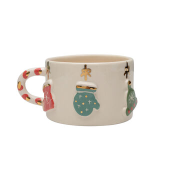 Handmade Christmas Ornament Ceramic Mug With 24k Gold Handle, 2 of 2