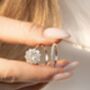 Two.Five Ct Oval Moissanite Halo Engagement Ring, thumbnail 2 of 9