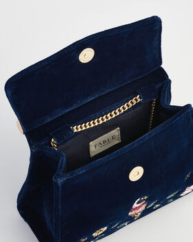 Rosy Posy Embroidered Blue Mini Top Handle Tote, 8 of 8
