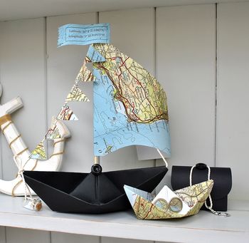 Coastal Location Map Cufflinks In Paper Boat, 8 of 12