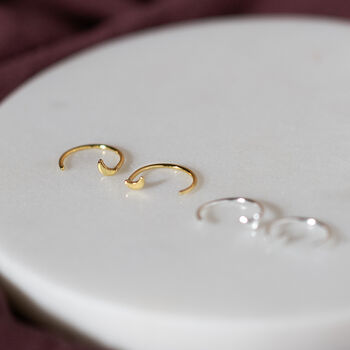 Crescent Moon Pull Through Hoop Earrings, 2 of 8