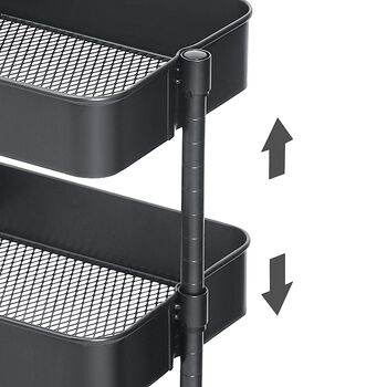 Three Tier Storage Trolley Rolling Utility Cart Shelves, 6 of 12