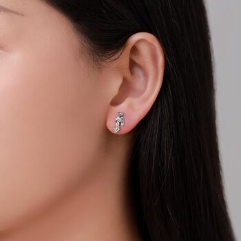 Mismatched Scuba Diver And Whale Shark Stud Earrings In Sterling Silver, 2 of 12