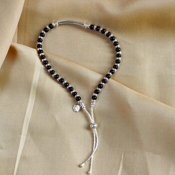 Pure Silver Black Bead Nazaria Anklet, 4 of 5