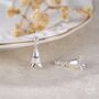 Sterling Silver Delicate Bluebell Flower Drop Stud Earrings, thumbnail 4 of 11