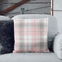 Modern Grey And Blush Pink Tartan Chenille Cushion, thumbnail 5 of 12