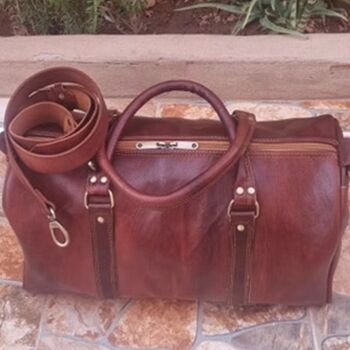 Genuine Leather Holdall Duffel Weekender, 6 of 12