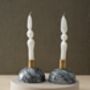 Handmade Half Moon Marble Candle Holders – Set Of Two, thumbnail 1 of 2