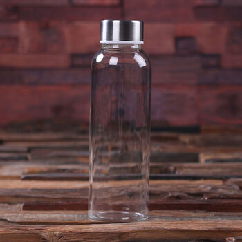 Personalised Engraved Glass Water Bottle Black Cover, 3 of 5