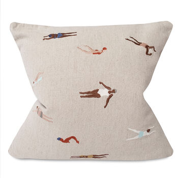 Swimmers Embroidered Cushion Cover, 3 of 10
