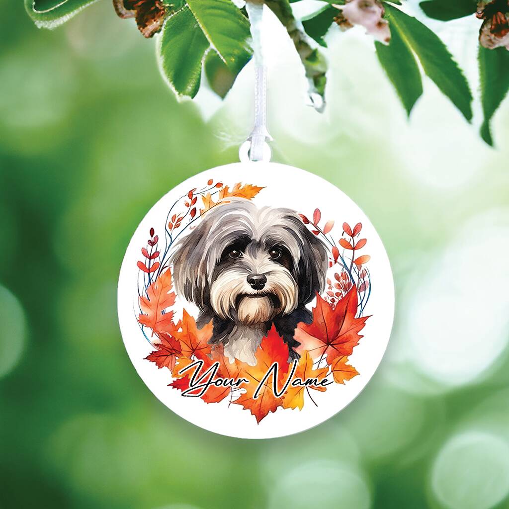 Personalised Dog Autumn Havanese Wreath Hanging Decoration