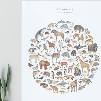 100 Animals A2 Print, 2 of 5