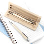Custom Logo Beech Wood Twin Ballpoint Pen Set, thumbnail 3 of 4