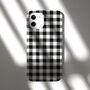 Black And White Gingham Biodegradable Phone Case, thumbnail 7 of 8