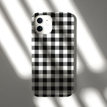 Black And White Gingham Biodegradable Phone Case, 7 of 8