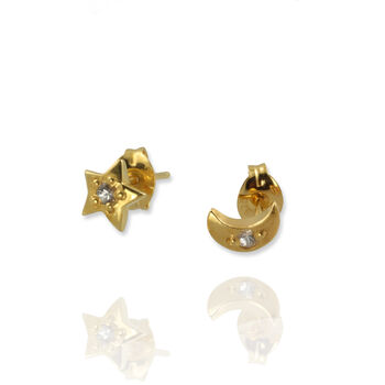 9ct Gold Moon And Star Earrings, 3 of 8