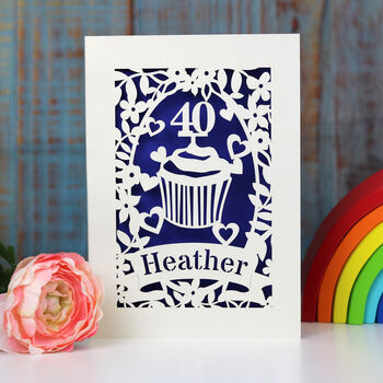 Personalised Papercut Cupcake Birthday Card, 6 of 6