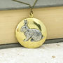Rabbit Locket Necklace Pewter & Brass Pendant, thumbnail 1 of 3