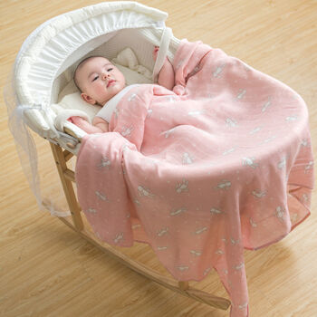 Extra Large Pink Bunny Bamboo Muslin, 2 of 7