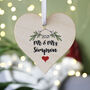 Mr And Mrs Wooden Mistletoe Christmas Tree Decoration, thumbnail 1 of 6