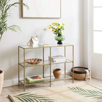 Console Table With Three Tempered Glass Shelves, 3 of 6