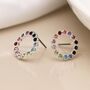 Twinkling Silver Plated Rainbow Halo Stud Earrings, thumbnail 3 of 5