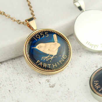 Personalised 70th Or 80th Birthday Enamelled Farthing Necklace, 5 of 7