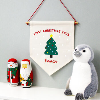 Baby's First Christmas Personalised Decoration Flag, 3 of 7