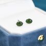 Genuine Green Japer Jade Stone Oval Stud Earrings, thumbnail 5 of 12