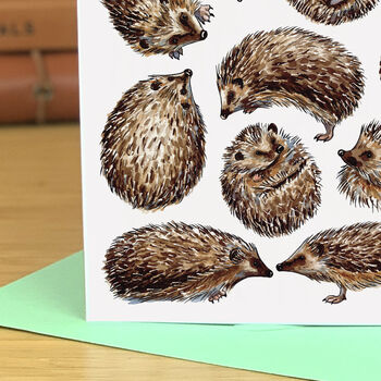 Hedgehogs Watercolour Blank Greeting Card, 7 of 8