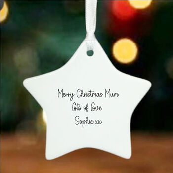 Personalised Porcelain Merry Christmas Star Bauble Decoration, 2 of 2