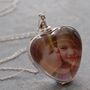 Heart Glass Photo Locket Sterling Silver Necklace, thumbnail 1 of 6