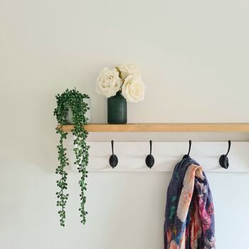 Wooden Coat Rack With Hanging Hooks And Shelf, 7 of 11