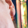 Oval Baguette Hoop Earrings With Pink Stones, thumbnail 1 of 6