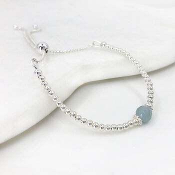 Silver Aquamarine Gemstone March Birthstone Bracelet, 3 of 10