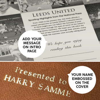 Leeds Utd Personalised Football Gift Lufc Newspaper History Book, 8 of 12