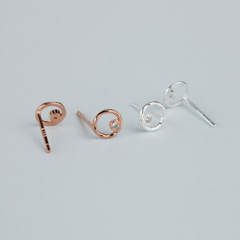 Sterling Silver Crystal Circle Stud Earrings, 3 of 5