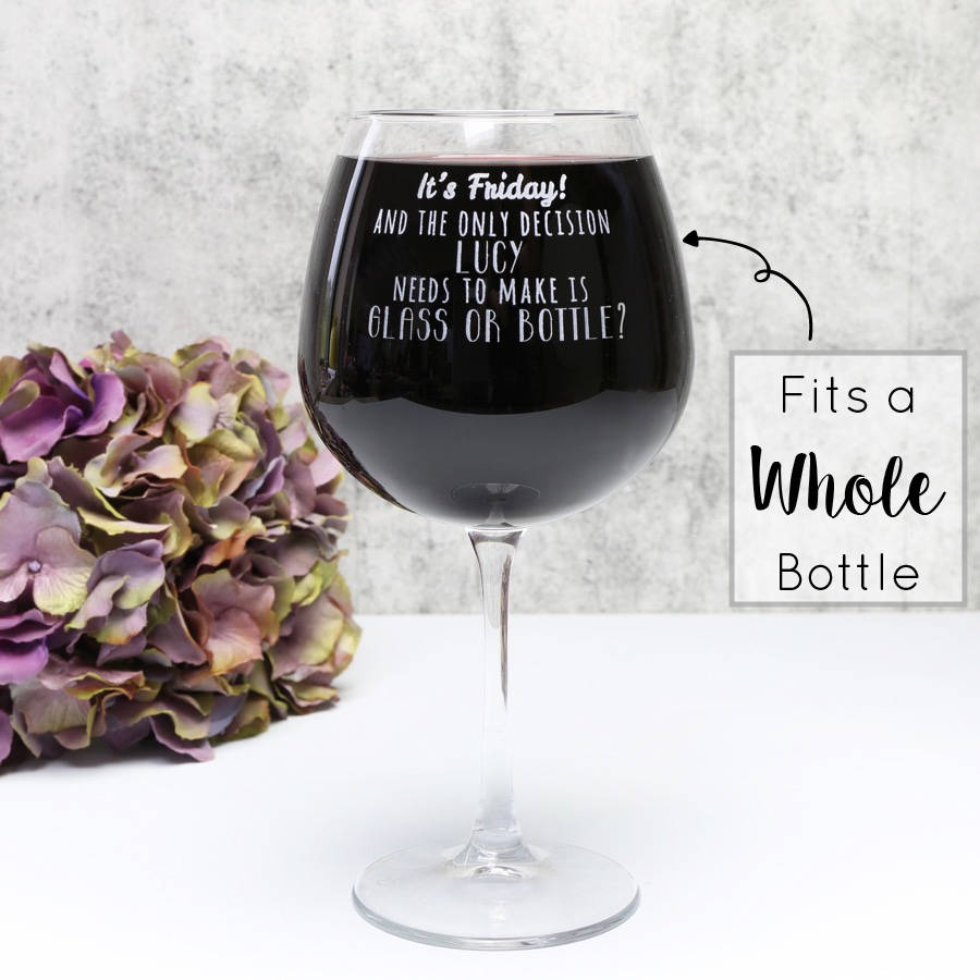 Personalised 'Glass Or Bottle' Whole Bottle Wine Glass By Lisa Angel ...