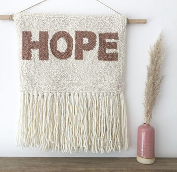 Brown And Cream 'Hope' Punch Needle Wall Art, 2 of 4