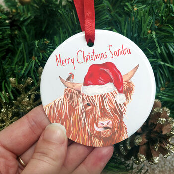 Highland Cow Christmas Tree Decoration, 5 of 6
