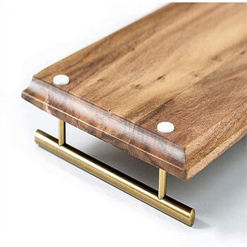 Wooden Serving Tray With Metal Handles, 3 of 8