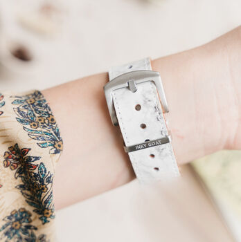 'Grey Marble' Leather Smartwatch Strap; Handmade Band, 2 of 9