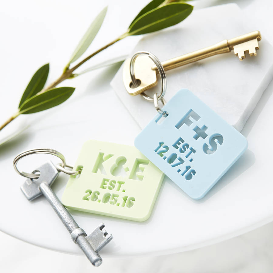 Image of Personalised Established Keyring, Mint Green/Mint/Green