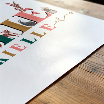 Personalised Woodland Animal Personalised Name Print, 3 of 6