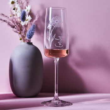 Personalised Birth Flower Champagne Flute, 2 of 3